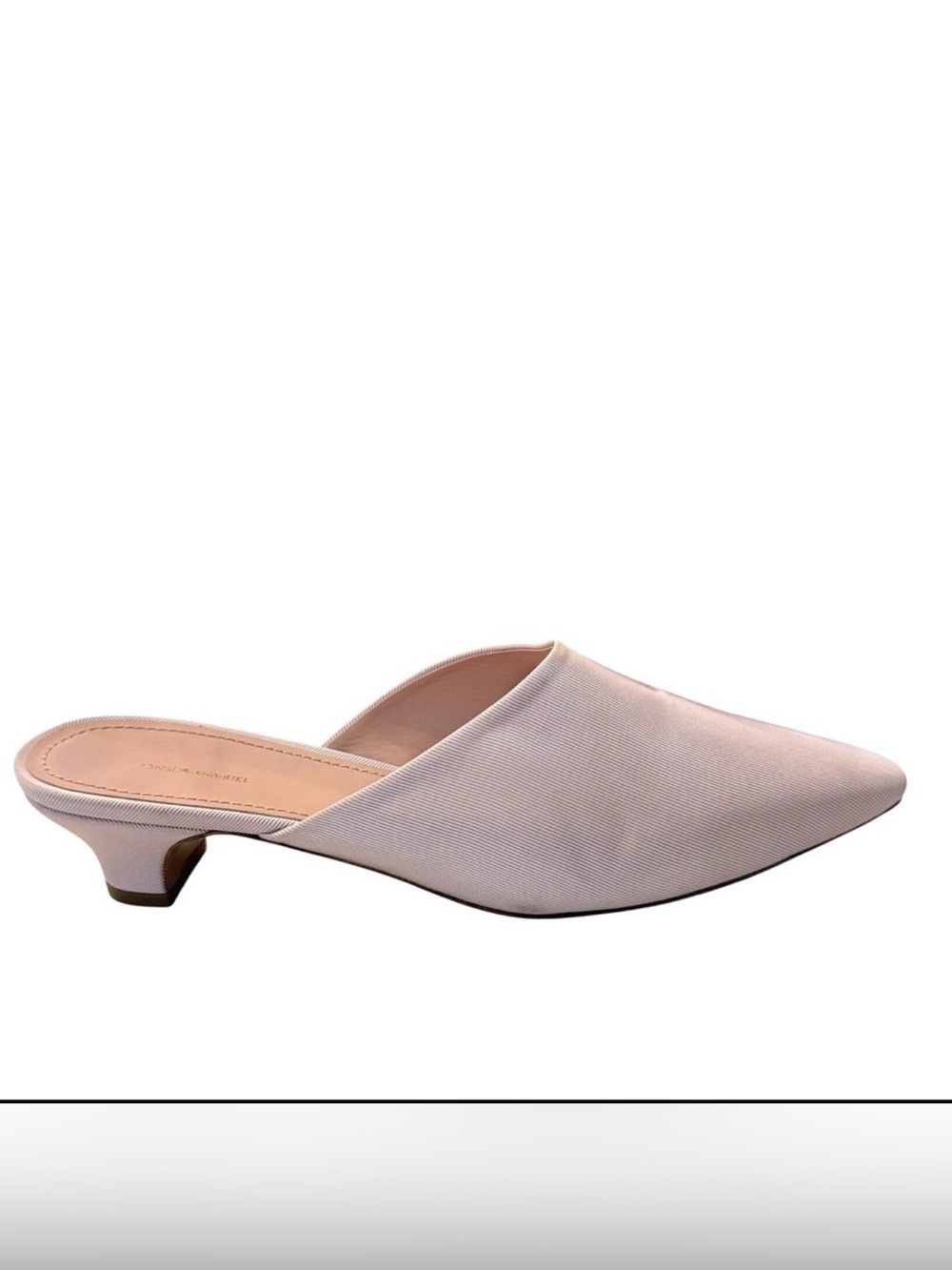 Mansur Gavriel Light Pink Grosgrain Kitten Heel Mule Slides Size EU40/US 10